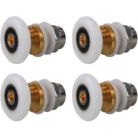 AIDUCHO Roulettes Porte de Douche 20mm, Roulette Porte Coulissante Douche en Laiton 4 Pièces pour Rouleau pour Remplacement de Douche Coulissante Verre Porte Coureurs Rouleaux (20MM)