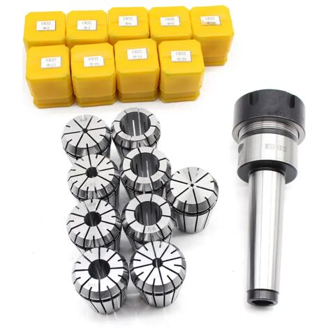 9x 2-20mm ER32 Spring Collets Set + ER32 MT3 M12 Collet Chuck Holder Morse Taper (1/5)