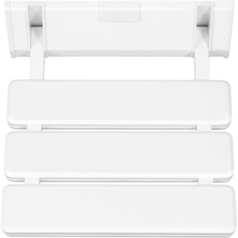 Shower Seat, Foldable Wall Mounted Shower Folding Seat Shower Stool Waterproof Shower Seat Chair for Shower Rooms, Bathrooms Up to 130 kg, White