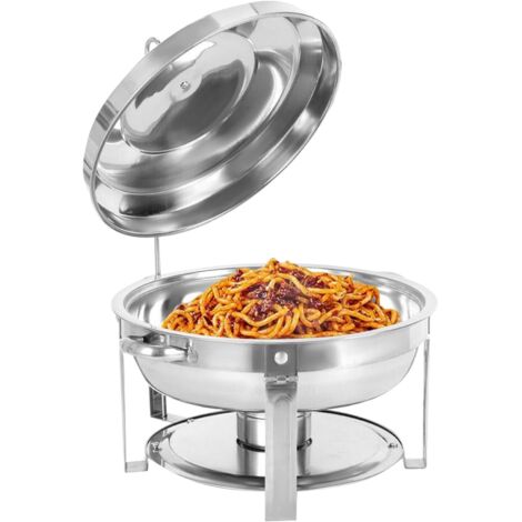 Chafing Dish Buffet, Round Stainless Steel Food Warmer Kit with Handle Lids Food Pans Bain Maries & Fuel Holders, 7.5L Buffet Serving Utensils for Restaurant Catering Parties Weddings Picnics
