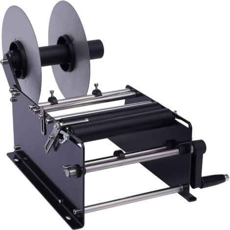 MT-30 Black Manual Labeling Machine for Round Bottles 0.79in-4.72in Diameter 10-30pcs/min Speed High Accuracy ±0.5mm for Cosmetic Beverage Food Industries