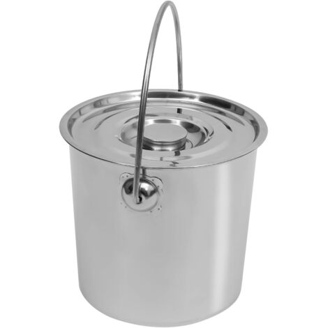 Stainless Steel Bucket with Lid, Food Grade Stainless Steel Bucket, 12 L, for Kitchen, Industry, Catering, Home (1/5)