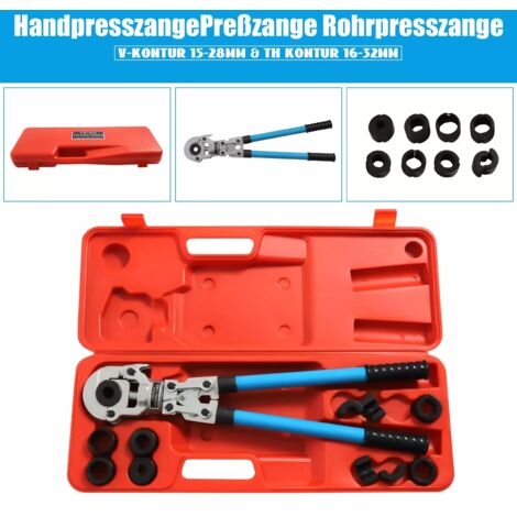 Pipe Crimper Plumbing Copper Fittings Crimping Tool TH16-32mm V12-28mm w/ 9 Jaws (1/5)