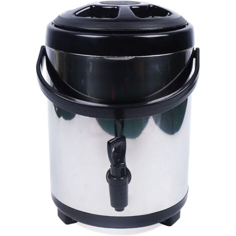 8 L Catering Urn, Stainless Steel Hot Beverage Dispenser, Hot Water Boiler with Handle, Mixer, Keep Warm Versatile Water Boiler, for Coffee and Tea, Black, 23 x 35 cm