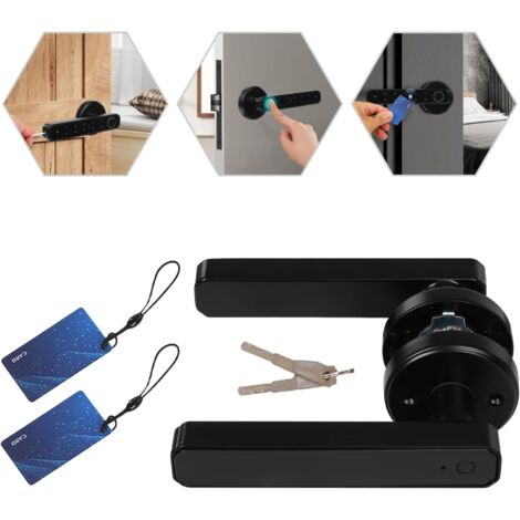 Smart Lock, Smart Door 4-in-1 Lock Door Handle Electronic IC Card and Keyboard Password Biometric Identification Fingerprint Key Digital Electronic Touch Front Door Home Office Apartment