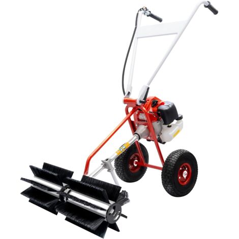 2-Stroke Gas Power Sweeper Broom, Lawn Brush Cleaner Gasoline Engine, Petrol Sweeper Broom with Handheld, Sweeper Cleanning Machine for Driveway Turf Snow Street Farm Construction Site Cleanning
