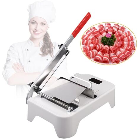 Meat Slicer, Manual Meat Slicer Machine for Home, Stainless Meat Cutter with 20cm Long Blade, for Beef Rolls/Mutton Rolls etc, Manual Frozen Meat Slicer with Spring, 30 × 17 × 43 cm