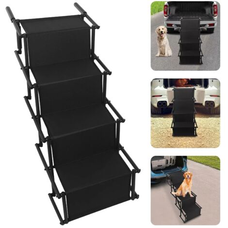 Folding Pet Dog Stairs Ladders Car Boot Access Ramp Doggy Foldable Ladder Lightweight Van Transport Travel Large Truck Backseat Portable For Cat Outdoor Acces Waterproof Surface Stair 4Steps (1/5)