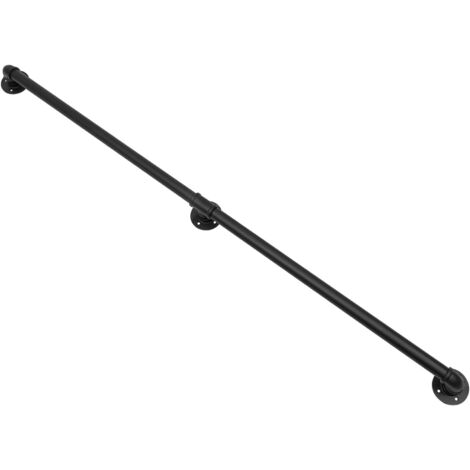 153cm/5ft Black Handrail Stair Rail Handrail Staircase Iron Wall-Mounted Safety Support Railing Non-Slip Grab Bar Stairs for Indoor Outdoor