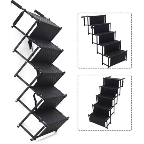 5-Step Folding Pet Stairs Ramp Large Dog Steps Ladder for Car Trucks SUV 130lb