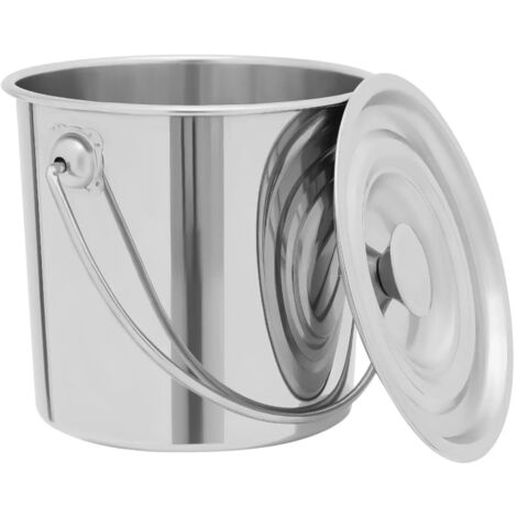 Stainless Steel Bucket, Kitchen Bucket, Food Bucket, Milk Bucket, Champagne Cooler, Ice Bucket with Stainless Steel Lid, 6L (1/5)