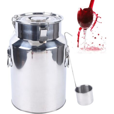 Stainless Steel Milk Can 18l with Handle & Sealed Lid Heavy Duty Milk Jug Milk Bucket Wine Pail Bucket Bottle Storage Oil Rice Water Barrel 25 x 25 x 40 cm (1/5)