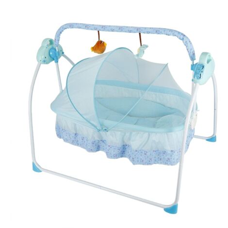 Electric Baby Cradle Baby Crib Cradle Auto Rocking Chair Newborns Bassinets Sleep Bed Remote Control Music Folding Cradle Bed With Mosquito Net (Blue) (1/5)