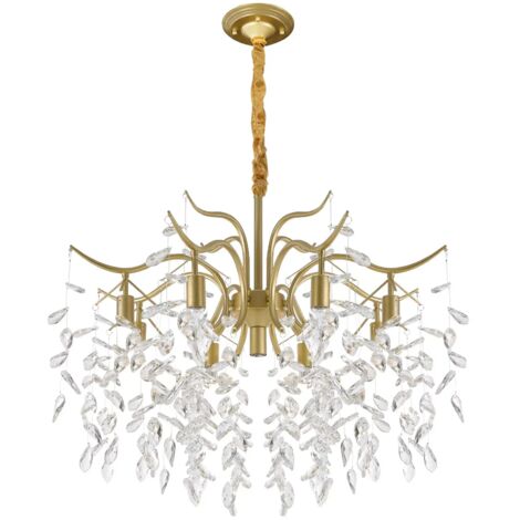 Luxurious 8-Light Crystal Chandelier Clear Crystal Chandelier Ceiling Light Pendant Lamp Glass Crystal Metal Classic for Bedroom, Living Room, Dining Room, Hallway, E12 (Not Included) (1/5)