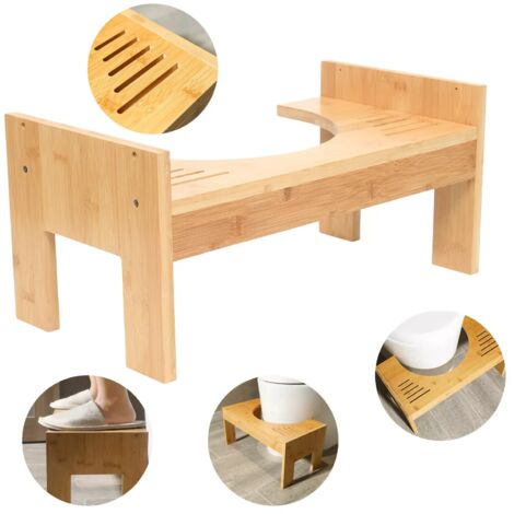 Height Adjustable Squat Footrest C-Shaped Toilet Step Stool Toilet Stool Physiological Bamboo Toilet Steps Bathroom Potty Aid Piles Relief