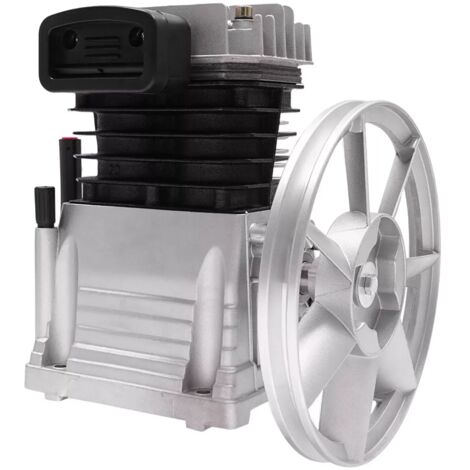 Air Compressor Pump Head, 3 HP Air Compressor Head with 2 Cylinders Oil Lubricated Air Compressor with Belt Pulley Air Compressor Motor Head(3HP 10Bar)