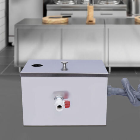 Commercial Grease Trap Interceptor, 20L Stainless Steel Fat Traps with Removable Baffles 4 Stage Filtration Oil Water Separator Under Sink Grease Trap for Restaurant Factory Home Kitchen