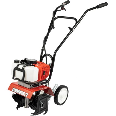 2Stroke 52Cc Petrol Cultivator Rotavator Tiller Garden Allotment Soil Vegetable Patch Engine Lawn Rotovator Gas Power Farmyard Tilling Tool 6500Rpm