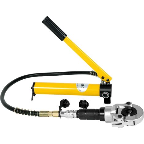 6T Hydraulic Pipe Crimper Crimping Tool Tube Press Clamp Pliers V12-28Mm TH16-32Mm Jaws Hydraulic Copper Tube Pipe for Crimping Aluminum PEX PB Copper Pipe Stainless Steel Sleeve etc Yellow 150CC