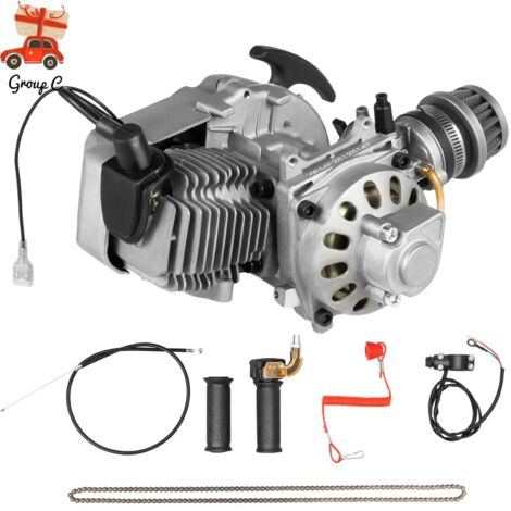 49cc 2 Stroke Pull Start Engine Starter Motor, 2 Stroke Single Cylinder Gasoline Electric Bike Engine Scooter for Pocket Bike Mini Dirt Bike ATV Scooter