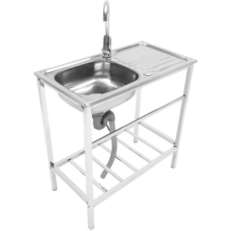 Single Bowl Kitchen Sink 201 Stainless Steel Commercial Catering Sink Kitchen Utility Sink For homes, outdoors, restaurants, laundry rooms, basements, bars, kitchens
