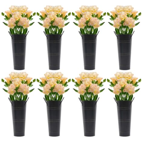 8PCS Metal Vases, Flower Vases for Bouquet, Flower Bucket Vases,for Planter, Centerpieces, Floral Wedding Arrangements,Home Farmhouse Vase Table Centerpiece Decoration for Wedding Party (Black)