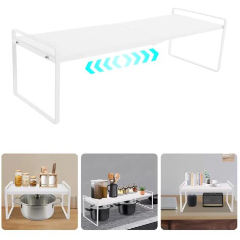Telescopic Cabinet Insert, Expandable Kitchen Shelf Organiser for Kitchen Cabinet and Worktops, Extendable Shelf Insert, Cabinet Insert for Kitchen Cabinet, Suitable for Home