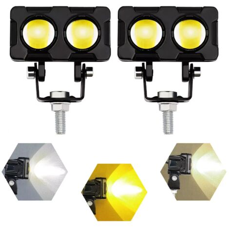 2PCS Fog Light 12-48V LED Car SUV ATV Motorcycle Spot Driving Lamp White+Yellow (1/5)