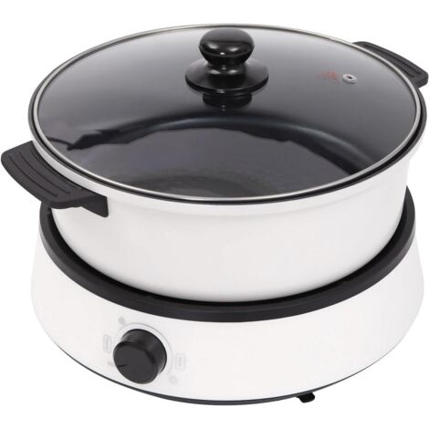 Electric Hot Pot, Cooker Separable Shabu Shabu Pot with Divider,Hotpot Pot Cooker Dual Sided,Non-Stick 4L Fondue Pot for 1-5 People,Suitable for Cooking hot Pot, Steak, stir-Fry, hot Soup (White)