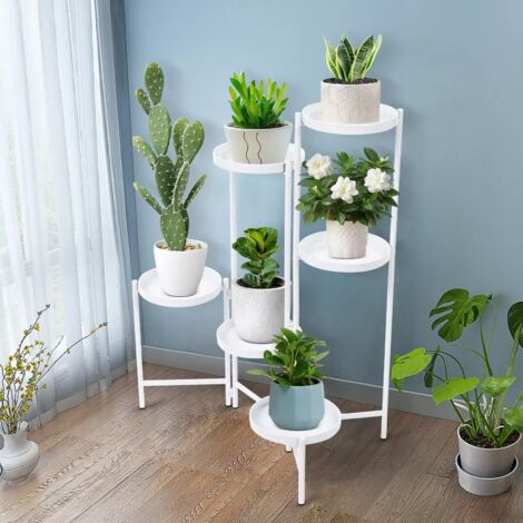 Plant Stand with 6 Levels, Modern Iron Free Standing Flower Shelf for Garden