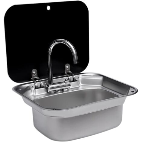Folding RV Sink & Faucet Combo W/Lid, Bar Kitchen Sink 41 x 36.5 x 16cm ...