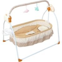 Electric Baby Crib Cradle, Baby Bassinet Auto Rocking Chair,Infant Rocker Auto Swing Bed Baby Cradle up to 0-25Kg for Infant Newborn Baby Boys & Girls (Khaki)