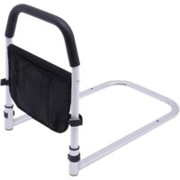 Bed Assist Rail, L-shaped Safety Hand Rail Bedside, Bed Rail with PVC Fabric Storage Bag, Bedrail Grab Bar for Pregnant Women, Elderly People, Postoperative Patients, 52 x 35 x 50cm