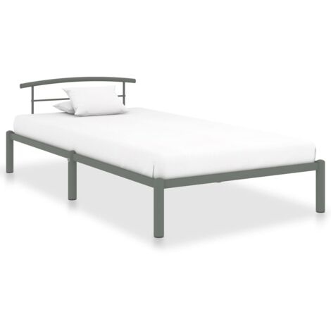 284663 vidaXL Bed Frame without Mattress Grey Metal 100x200 cm