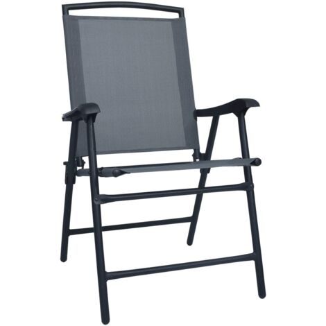 vidaXL Folding Garden Chairs 2 pcs Texilene Grey