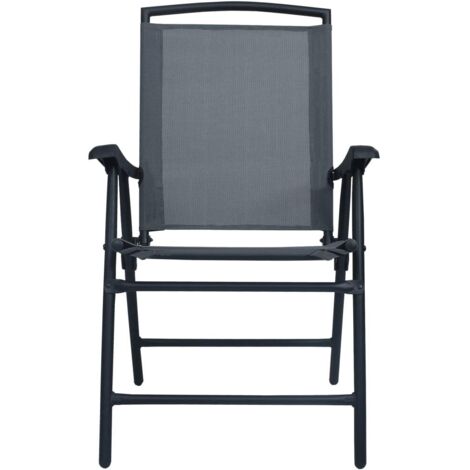 vidaXL Folding Garden Chairs 2 pcs Texilene Grey