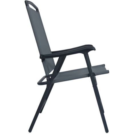 vidaXL Folding Garden Chairs 2 pcs Texilene Grey