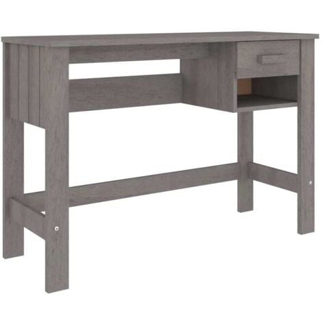 vidaXL Desk HAMAR Light Grey 110x40x75 cm Solid Wood Pine