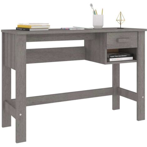 vidaXL Desk HAMAR Light Grey 110x40x75 cm Solid Wood Pine