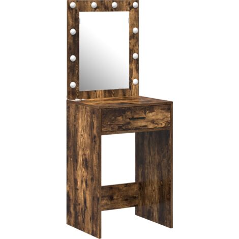 vidaXL Dressing Table with LED Lights Smoked Oak 50x41x135 cm