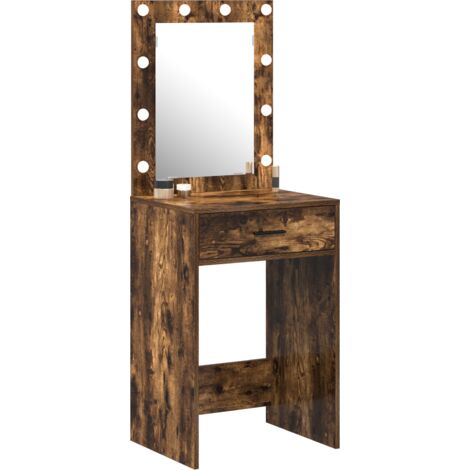 vidaXL Dressing Table with LED Lights Smoked Oak 50x41x135 cm