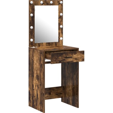vidaXL Dressing Table with LED Lights Smoked Oak 50x41x135 cm