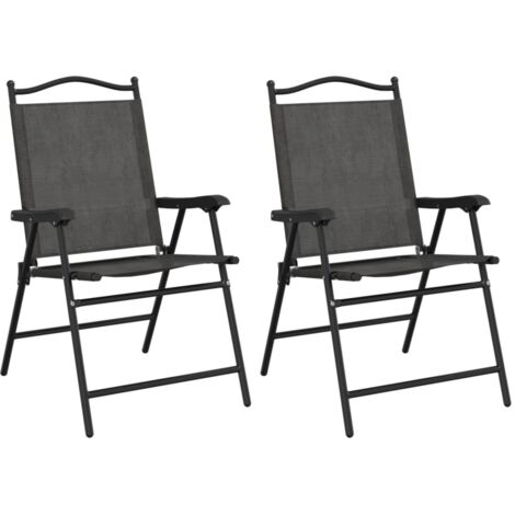 vidaXL Folding Garden Chairs 2 pcs Melange Grey Steel and Textilene