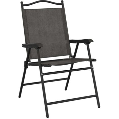 vidaXL Folding Garden Chairs 2 pcs Melange Grey Steel and Textilene