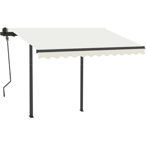 vidaXL Manual Retractable Awning with LED 3x2.5 m Cream