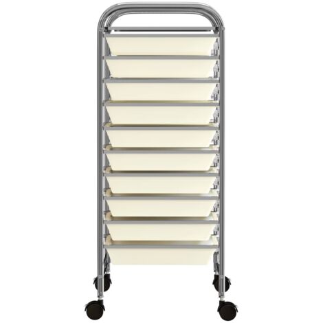 vidaXL XXL 15-Drawer Mobile Storage Trolley White Plastic