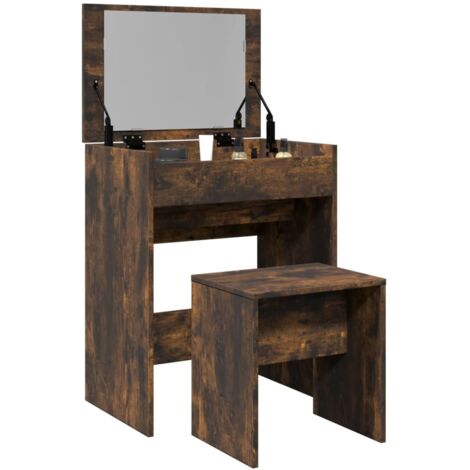 vidaXL Dressing Table and Stool Smoked Oak 60x40x113.5 cm