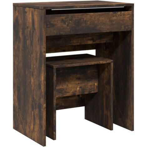 vidaXL Dressing Table and Stool Smoked Oak 60x40x113.5 cm