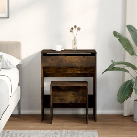 vidaXL Dressing Table and Stool Smoked Oak 60x40x113.5 cm