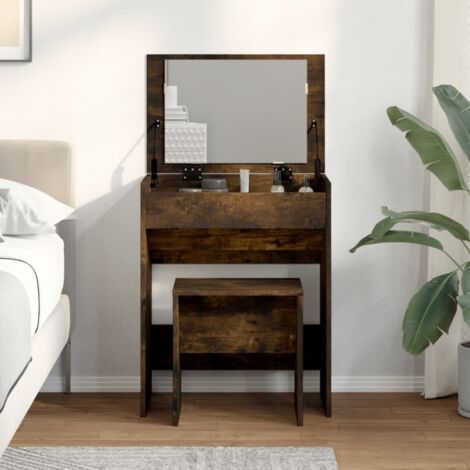 vidaXL Dressing Table and Stool Smoked Oak 60x40x113.5 cm